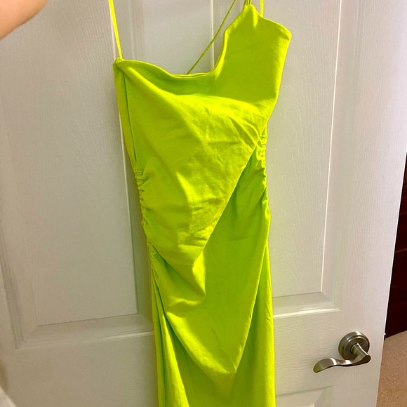 Zara neon green one shoulder dress - Picture 1 of 3